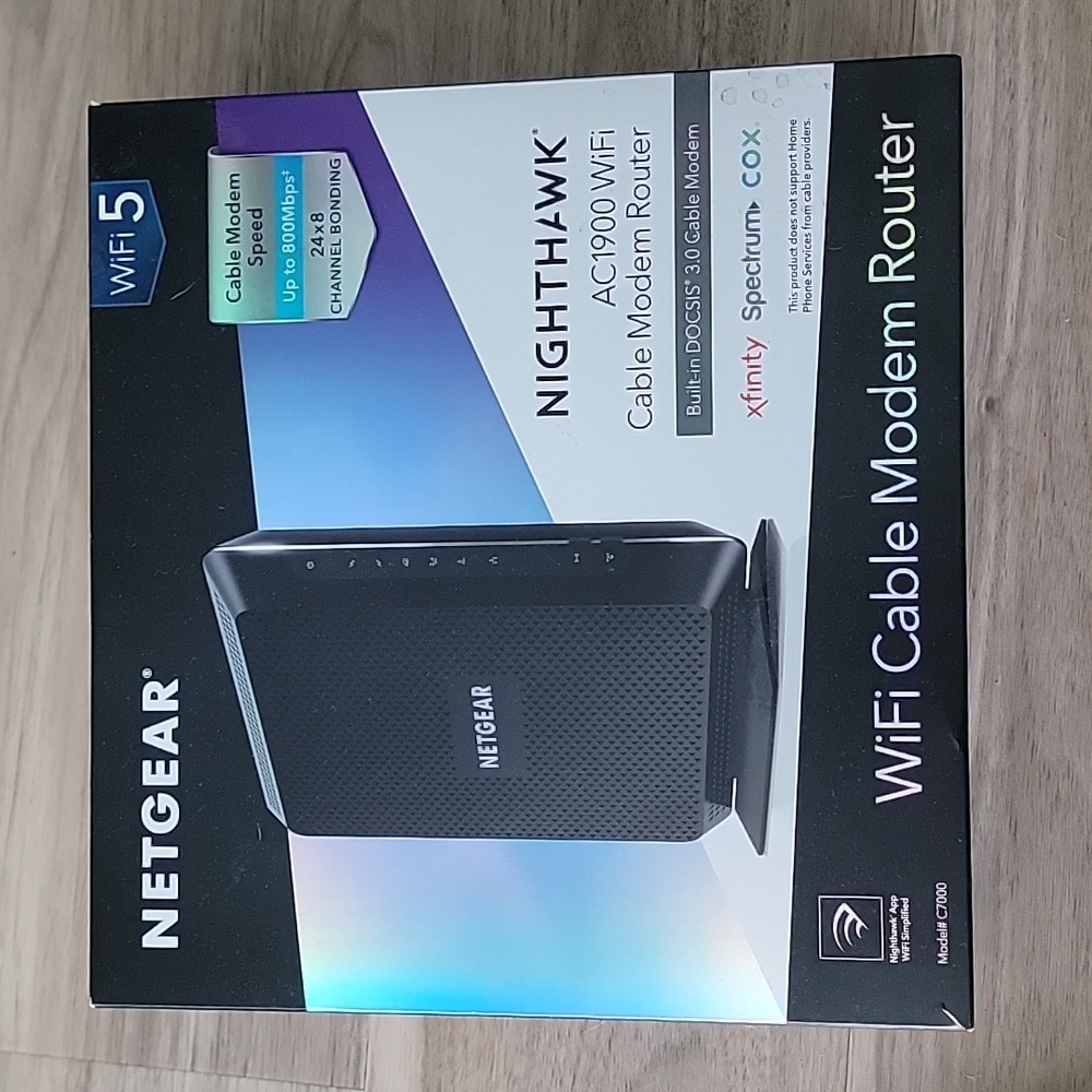 NETGEAR NIGHTHAWK AC1900 WIFI CABLE MODEM ROUTER (C7000v2)